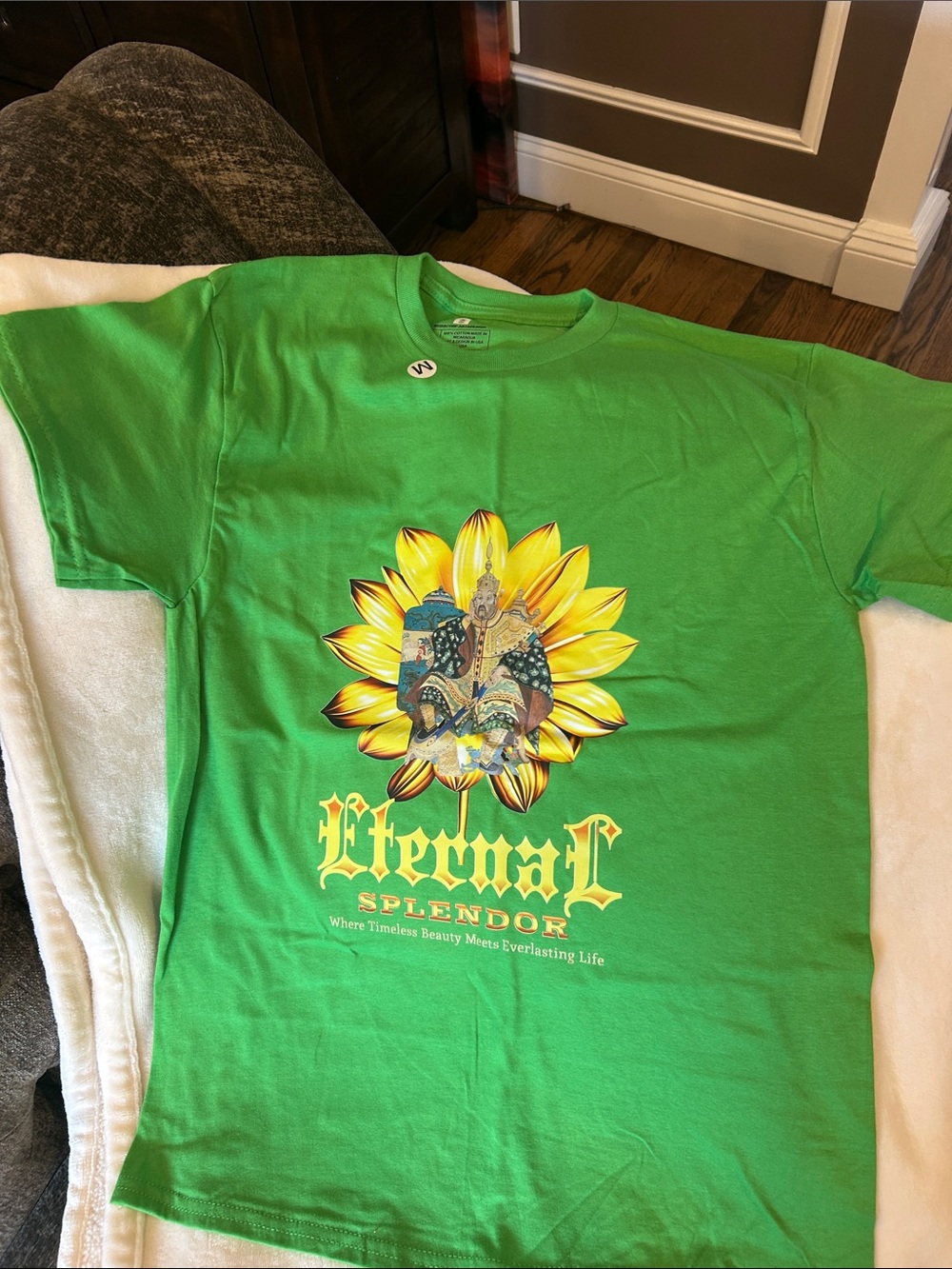 Green 'Eternal Splendor' Graphic Tee with Sunflower